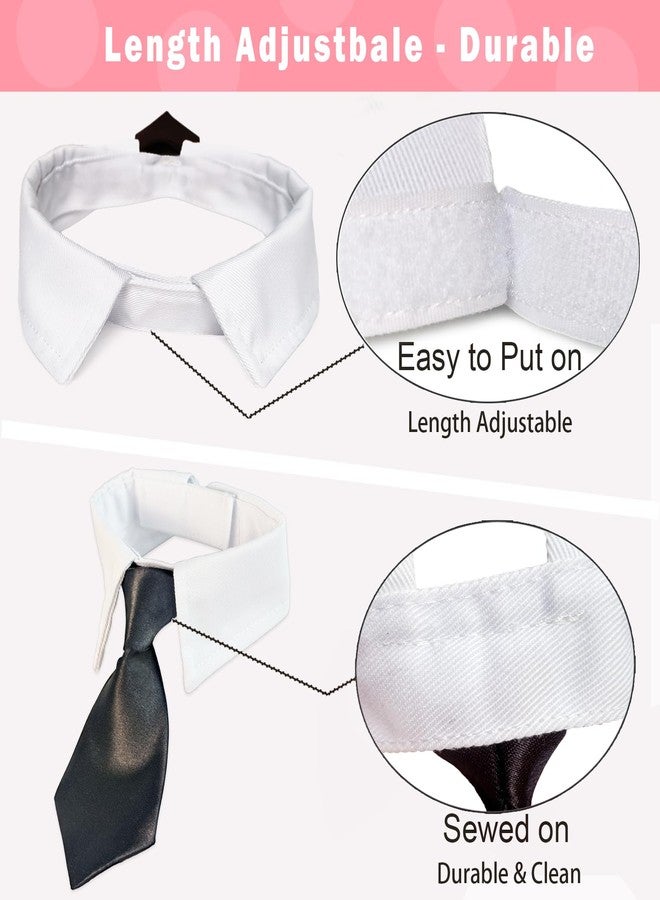 Koolmox Black Neck Tie Dog Collar, KOOLMOX Tux Dog Collar for Weddings with Handcrafted Adjustable White Collar and Black Tie, Classic Necktie for Small to Medium Dogs Cats Puppies Valentine's Costumes - Image 3